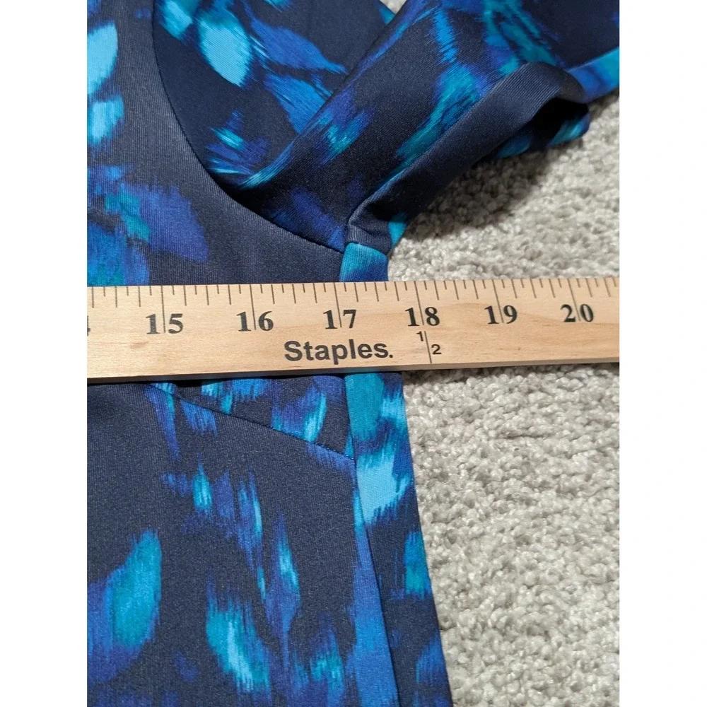 Daisy Fuentes Blue Floral Shift Dress Long Sleeve Evening Blue Combo Small NWT - Picture 4 of 8